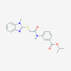 molecular formula C20H21N3O3S B394950 isopropyl 3-({[(1-methyl-1H-benzimidazol-2-yl)sulfanyl]acetyl}amino)benzoate 