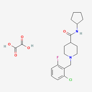 molecular formula C20H26ClFN2O5 B3949513 1-[(2-chloro-6-fluorophenyl)methyl]-N-cyclopentylpiperidine-4-carboxamide;oxalic acid 