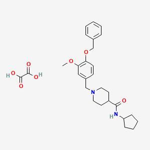 molecular formula C28H36N2O7 B3949522 N-cyclopentyl-1-[(3-methoxy-4-phenylmethoxyphenyl)methyl]piperidine-4-carboxamide;oxalic acid 