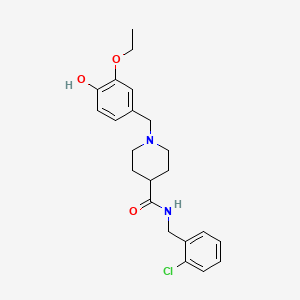 molecular formula C22H27ClN2O3 B3949561 N-(2-chlorobenzyl)-1-(3-ethoxy-4-hydroxybenzyl)-4-piperidinecarboxamide 