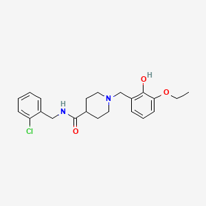 molecular formula C22H27ClN2O3 B3949566 N-(2-chlorobenzyl)-1-(3-ethoxy-2-hydroxybenzyl)-4-piperidinecarboxamide 