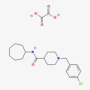 molecular formula C22H31ClN2O5 B3949591 1-[(4-chlorophenyl)methyl]-N-cycloheptylpiperidine-4-carboxamide;oxalic acid 