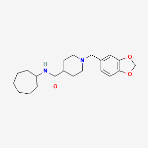 molecular formula C21H30N2O3 B3949599 1-(1,3-benzodioxol-5-ylmethyl)-N-cycloheptylpiperidine-4-carboxamide 