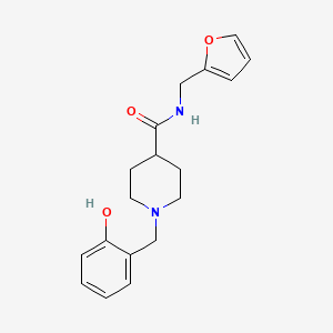 molecular formula C18H22N2O3 B3949643 N-(furan-2-ylmethyl)-1-[(2-hydroxyphenyl)methyl]piperidine-4-carboxamide 