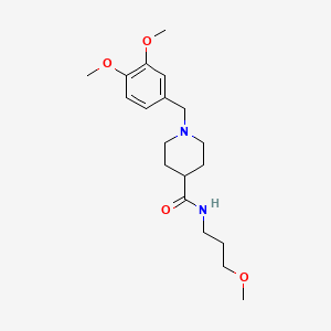 molecular formula C19H30N2O4 B3949733 1-[(3,4-dimethoxyphenyl)methyl]-N-(3-methoxypropyl)piperidine-4-carboxamide 