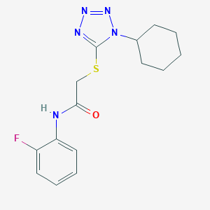 molecular formula C15H18FN5OS B394995 2-[(1-cyclohexyl-1H-tetrazol-5-yl)sulfanyl]-N-(2-fluorophenyl)acetamide 