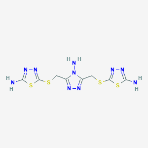 5-{[(4-amino-5-{[(5-amino-1,3,4-thiadiazol-2-yl)sulfanyl]methyl}-4H-1,2,4-triazol-3-yl)methyl]sulfanyl}-1,3,4-thiadiazol-2-amine