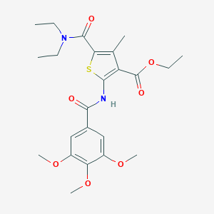 molecular formula C23H30N2O7S B395045 Ethyl 5-[(diethylamino)carbonyl]-4-methyl-2-[(3,4,5-trimethoxybenzoyl)amino]-3-thiophenecarboxylate 