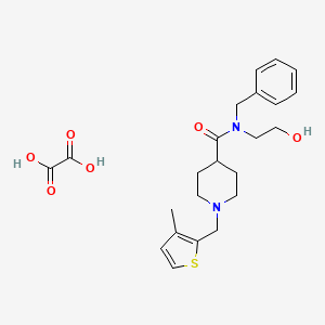 N-benzyl-N-(2-hydroxyethyl)-1-[(3-methylthiophen-2-yl)methyl]piperidine-4-carboxamide;oxalic acid