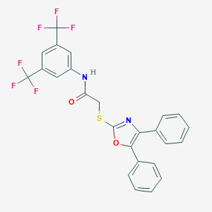 molecular formula C25H16F6N2O2S B395058 N-[3,5-bis(trifluoromethyl)phenyl]-2-[(4,5-diphenyl-1,3-oxazol-2-yl)sulfanyl]acetamide 