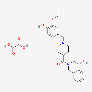 molecular formula C26H34N2O8 B3950591 N-benzyl-1-(3-ethoxy-4-hydroxybenzyl)-N-(2-hydroxyethyl)-4-piperidinecarboxamide ethanedioate (salt) 