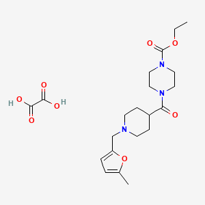 molecular formula C21H31N3O8 B3950616 Ethyl 4-[1-[(5-methylfuran-2-yl)methyl]piperidine-4-carbonyl]piperazine-1-carboxylate;oxalic acid 