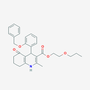 molecular formula C29H33NO5 B395078 2-Propoxyethyl 4-[2-(benzyloxy)phenyl]-2-methyl-5-oxo-1,4,5,6,7,8-hexahydro-3-quinolinecarboxylate 