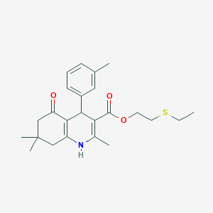 molecular formula C24H31NO3S B395081 2-(Ethylsulfanyl)ethyl 2,7,7-trimethyl-4-(3-methylphenyl)-5-oxo-1,4,5,6,7,8-hexahydroquinoline-3-carboxylate 