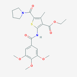 molecular formula C23H28N2O7S B395085 Ethyl 4-methyl-5-(1-pyrrolidinylcarbonyl)-2-[(3,4,5-trimethoxybenzoyl)amino]-3-thiophenecarboxylate 