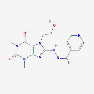 molecular formula C15H17N7O3 B395089 isonicotinaldehyde [7-(2-hydroxyethyl)-1,3-dimethyl-2,6-dioxo-2,3,6,7-tetrahydro-1H-purin-8-yl]hydrazone 