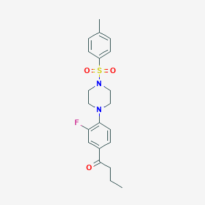 molecular formula C21H25FN2O3S B395091 1-{3-Fluoro-4-[4-(toluene-4-sulfonyl)-piperazin-1-yl]-phenyl}-butan-1-one 