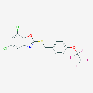 molecular formula C16H9Cl2F4NO2S B395104 5,7-Dichloro-2-{[4-(1,1,2,2-tetrafluoroethoxy)benzyl]sulfanyl}-1,3-benzoxazole 