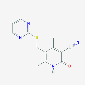 molecular formula C13H12N4OS B395105 4,6-Dimethyl-2-oxo-5-[(2-pyrimidinylsulfanyl)methyl]-1,2-dihydro-3-pyridinecarbonitrile 