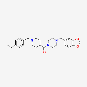 molecular formula C27H35N3O3 B3951149 [4-(1,3-benzodioxol-5-ylmethyl)piperazin-1-yl]-[1-[(4-ethylphenyl)methyl]piperidin-4-yl]methanone 