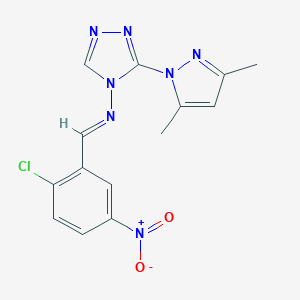 molecular formula C14H12ClN7O2 B395115 4-({2-chloro-5-nitrobenzylidene}amino)-3-(3,5-dimethyl-1H-pyrazol-1-yl)-4H-1,2,4-triazole 