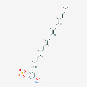 molecular formula C36H53NaO5S B039513 Sodium;3-[(2E,6E,10E,14E,18E)-3,7,11,15,19,23-hexamethyltetracosa-2,6,10,14,18,22-hexaenyl]-4-sulfooxyphenolate CAS No. 113267-17-7