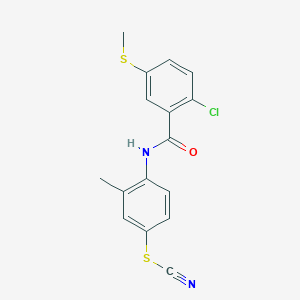 molecular formula C16H13ClN2OS2 B395134 4-{[2-Chloro-5-(methylsulfanyl)benzoyl]amino}-3-methylphenyl thiocyanate 