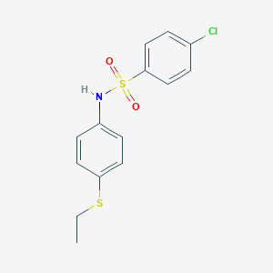molecular formula C14H14ClNO2S2 B395140 4-chloro-N-[4-(ethylsulfanyl)phenyl]benzenesulfonamide 