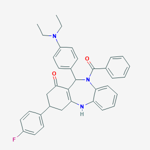 molecular formula C36H34FN3O2 B395157 10-benzoyl-11-[4-(diethylamino)phenyl]-3-(4-fluorophenyl)-2,3,4,5,10,11-hexahydro-1H-dibenzo[b,e][1,4]diazepin-1-one 