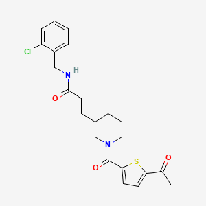 molecular formula C22H25ClN2O3S B3951570 3-{1-[(5-acetyl-2-thienyl)carbonyl]-3-piperidinyl}-N-(2-chlorobenzyl)propanamide 