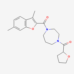 molecular formula C21H26N2O4 B3951575 1-[(3,6-dimethyl-1-benzofuran-2-yl)carbonyl]-4-(tetrahydrofuran-2-ylcarbonyl)-1,4-diazepane 