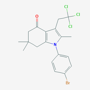 molecular formula C19H19BrCl3NO B395158 1-(4-bromophenyl)-2,6,6-trimethyl-3-(2,2,2-trichloroethyl)-1,5,6,7-tetrahydro-4H-indol-4-one 