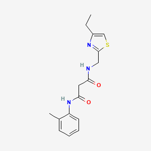 molecular formula C16H19N3O2S B3951593 N-[(4-ethyl-1,3-thiazol-2-yl)methyl]-N'-(2-methylphenyl)malonamide 