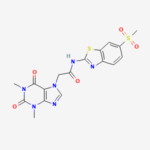 molecular formula C17H16N6O5S2 B3951609 2-(1,3-dimethyl-2,6-dioxo-1,2,3,6-tetrahydro-7H-purin-7-yl)-N-[6-(methylsulfonyl)-1,3-benzothiazol-2-yl]acetamide 