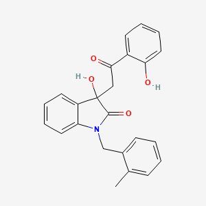 molecular formula C24H21NO4 B3951667 3-hydroxy-3-[2-(2-hydroxyphenyl)-2-oxoethyl]-1-(2-methylbenzyl)-1,3-dihydro-2H-indol-2-one 