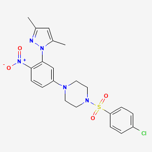 1-[(4-chlorophenyl)sulfonyl]-4-[3-(3,5-dimethyl-1H-pyrazol-1-yl)-4-nitrophenyl]piperazine