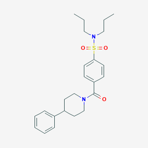 molecular formula C24H32N2O3S B395169 4-[(4-phenyl-1-piperidinyl)carbonyl]-N,N-dipropylbenzenesulfonamide 
