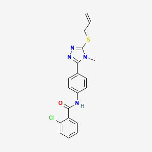 molecular formula C19H17ClN4OS B3951695 N-{4-[5-(allylthio)-4-methyl-4H-1,2,4-triazol-3-yl]phenyl}-2-chlorobenzamide 