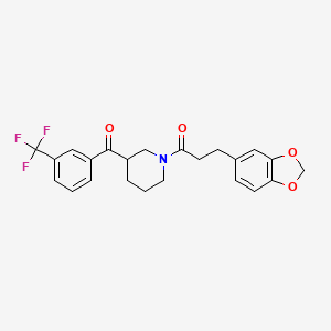 molecular formula C23H22F3NO4 B3951706 {1-[3-(1,3-benzodioxol-5-yl)propanoyl]-3-piperidinyl}[3-(trifluoromethyl)phenyl]methanone 