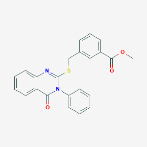 molecular formula C23H18N2O3S B395174 Methyl 3-{[(4-oxo-3-phenyl-3,4-dihydro-2-quinazolinyl)sulfanyl]methyl}benzoate 