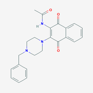 molecular formula C23H23N3O3 B395176 N-[3-(4-benzyl-1-piperazinyl)-1,4-dioxo-1,4-dihydro-2-naphthalenyl]acetamide 