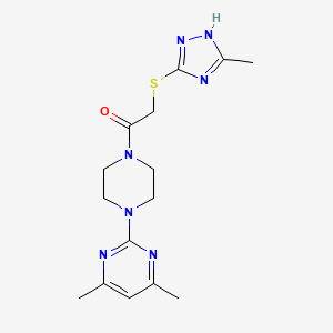 molecular formula C15H21N7OS B3951818 4,6-dimethyl-2-(4-{[(3-methyl-1H-1,2,4-triazol-5-yl)thio]acetyl}piperazin-1-yl)pyrimidine 