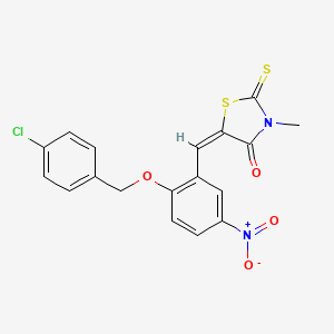 molecular formula C18H13ClN2O4S2 B3951947 5-{2-[(4-chlorobenzyl)oxy]-5-nitrobenzylidene}-3-methyl-2-thioxo-1,3-thiazolidin-4-one 