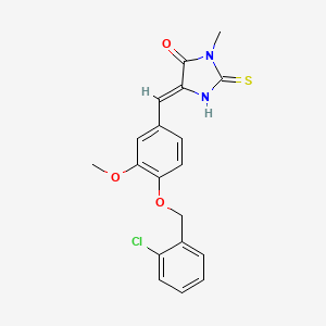 molecular formula C19H17ClN2O3S B3951983 5-{4-[(2-chlorobenzyl)oxy]-3-methoxybenzylidene}-3-methyl-2-thioxo-4-imidazolidinone 