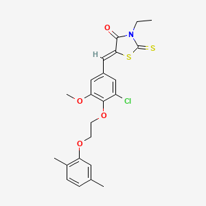 molecular formula C23H24ClNO4S2 B3952043 5-{3-chloro-4-[2-(2,5-dimethylphenoxy)ethoxy]-5-methoxybenzylidene}-3-ethyl-2-thioxo-1,3-thiazolidin-4-one 