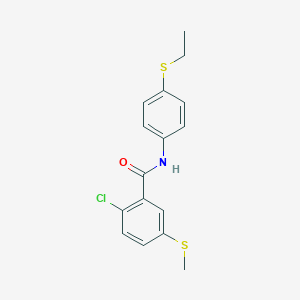 molecular formula C16H16ClNOS2 B395205 2-chloro-N-[4-(ethylsulfanyl)phenyl]-5-(methylsulfanyl)benzamide 