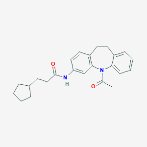 molecular formula C24H28N2O2 B395208 N-(5-acetyl-10,11-dihydro-5H-dibenzo[b,f]azepin-3-yl)-3-cyclopentylpropanamide 