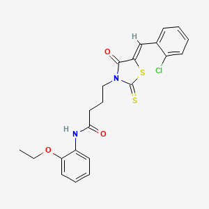 molecular formula C22H21ClN2O3S2 B3952118 4-[5-(2-chlorobenzylidene)-4-oxo-2-thioxo-1,3-thiazolidin-3-yl]-N-(2-ethoxyphenyl)butanamide 