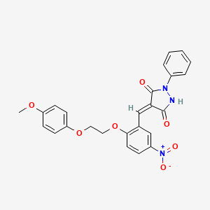 molecular formula C25H21N3O7 B3952157 4-{2-[2-(4-methoxyphenoxy)ethoxy]-5-nitrobenzylidene}-1-phenyl-3,5-pyrazolidinedione 