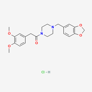 molecular formula C22H27ClN2O5 B3952189 1-(1,3-benzodioxol-5-ylmethyl)-4-[(3,4-dimethoxyphenyl)acetyl]piperazine hydrochloride 